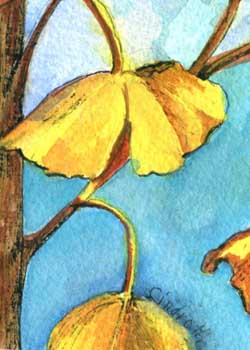 "Gingko Leaves In Autumn #2" by  Mary Lou Lindroth, Rockton IL - Watercolor - SOLD
